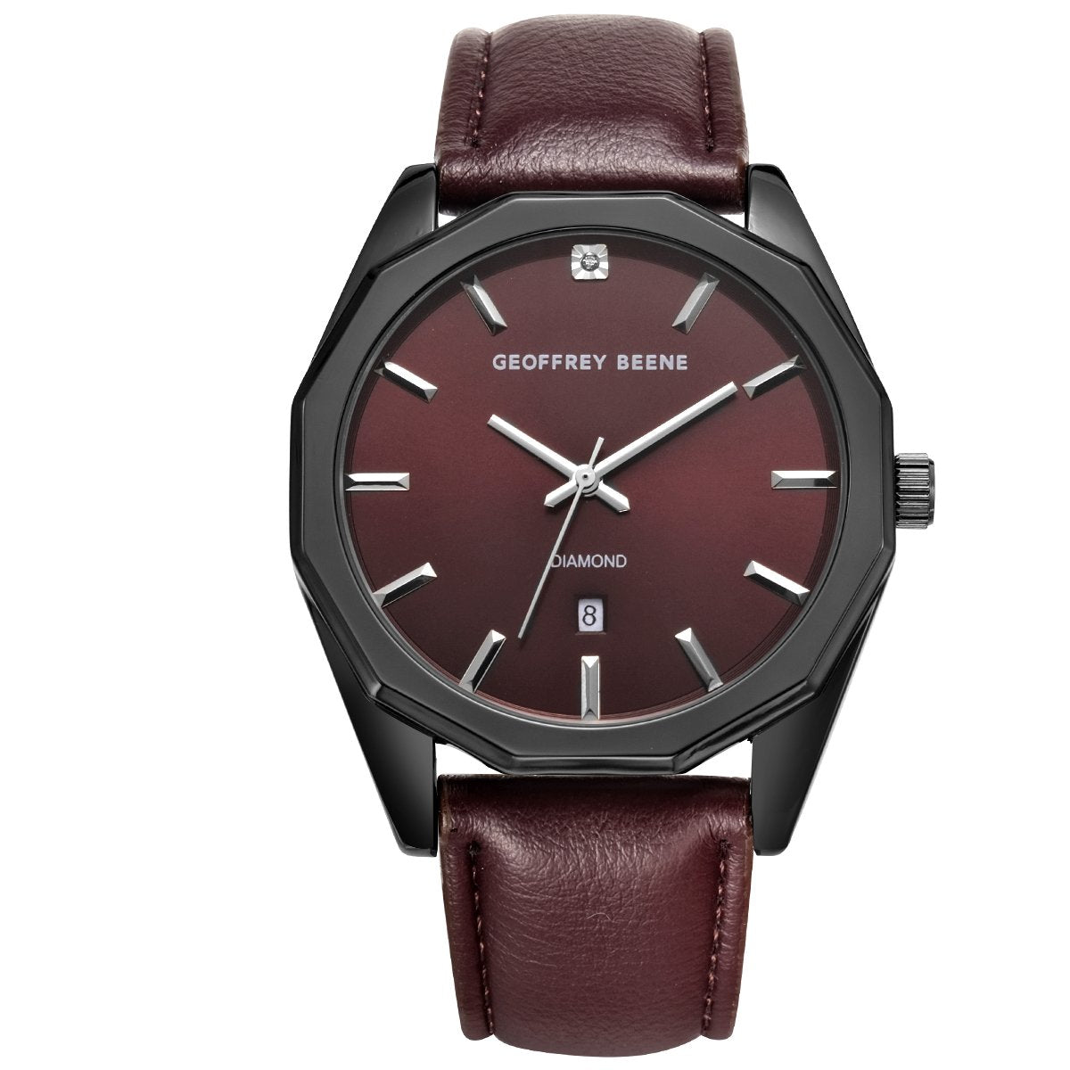 Geoffrey Beene Men's Minimalist Vegan Leather | Round | 43 MM