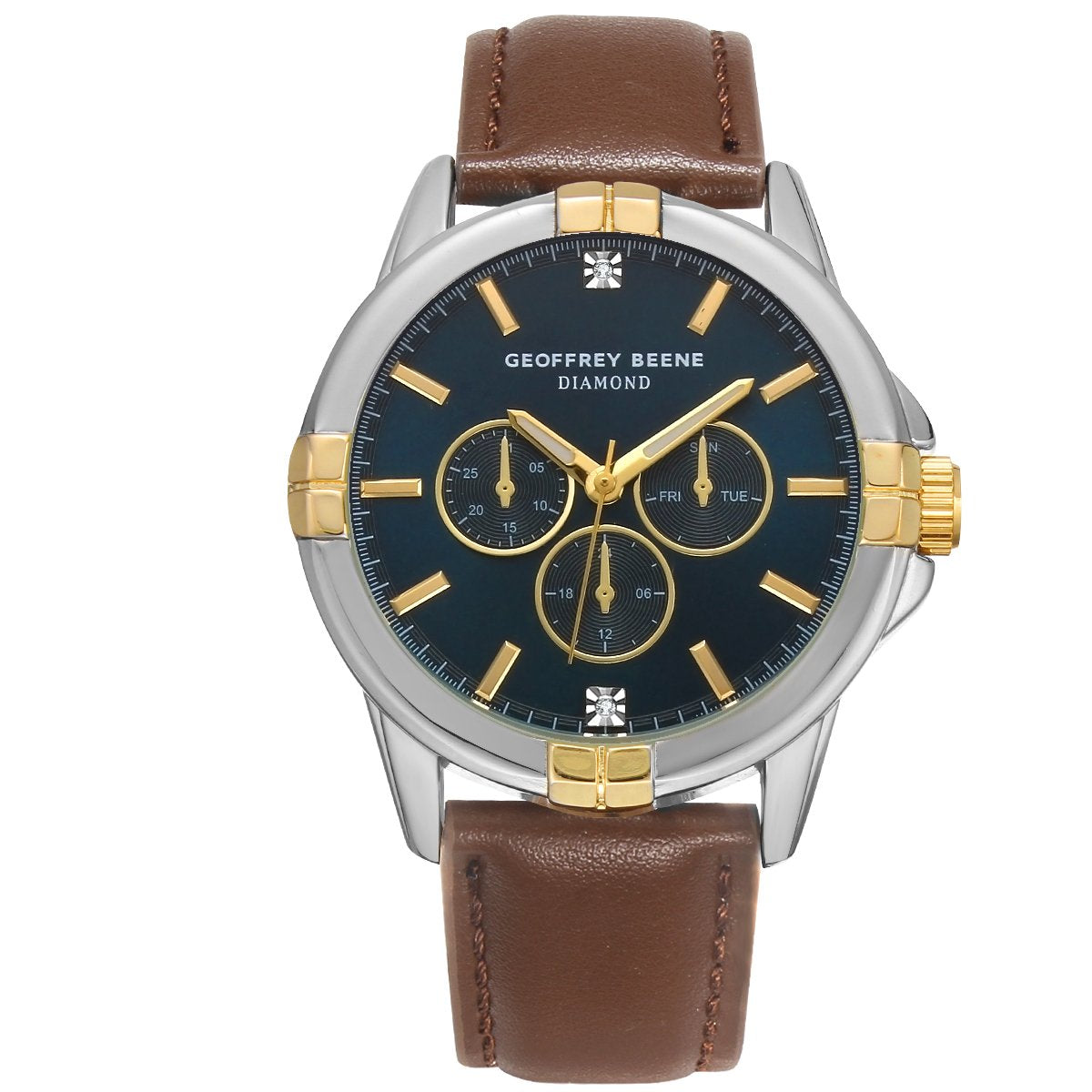 Geoffrey Beene Men's Chronograph Vegan Leather | Round | Date Display | 43 MM