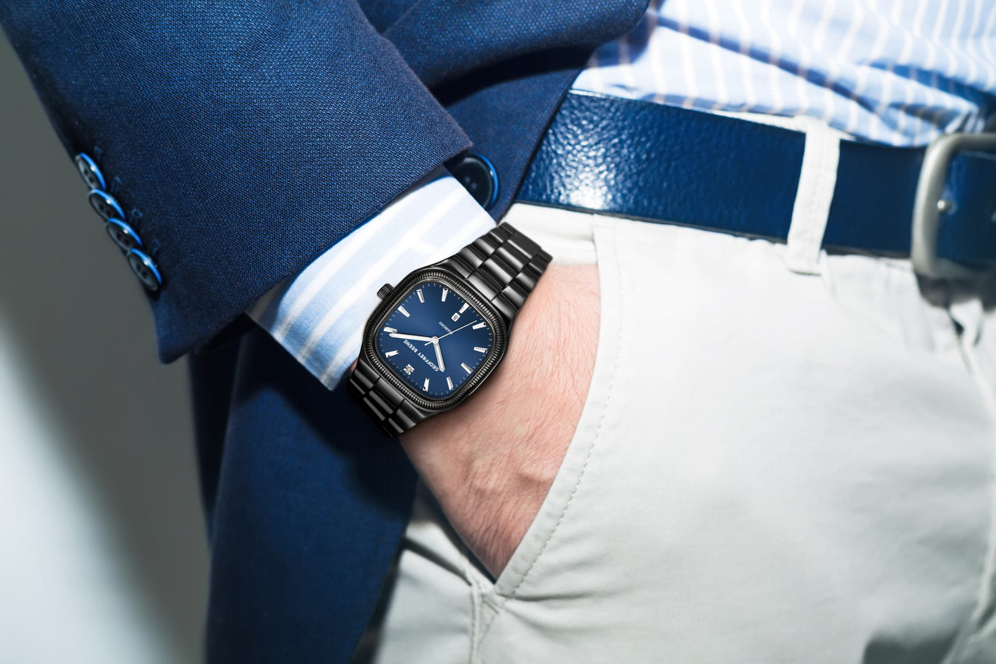 Geoffrey Beene Men's Square Stainless Steel | Square | 39 MM