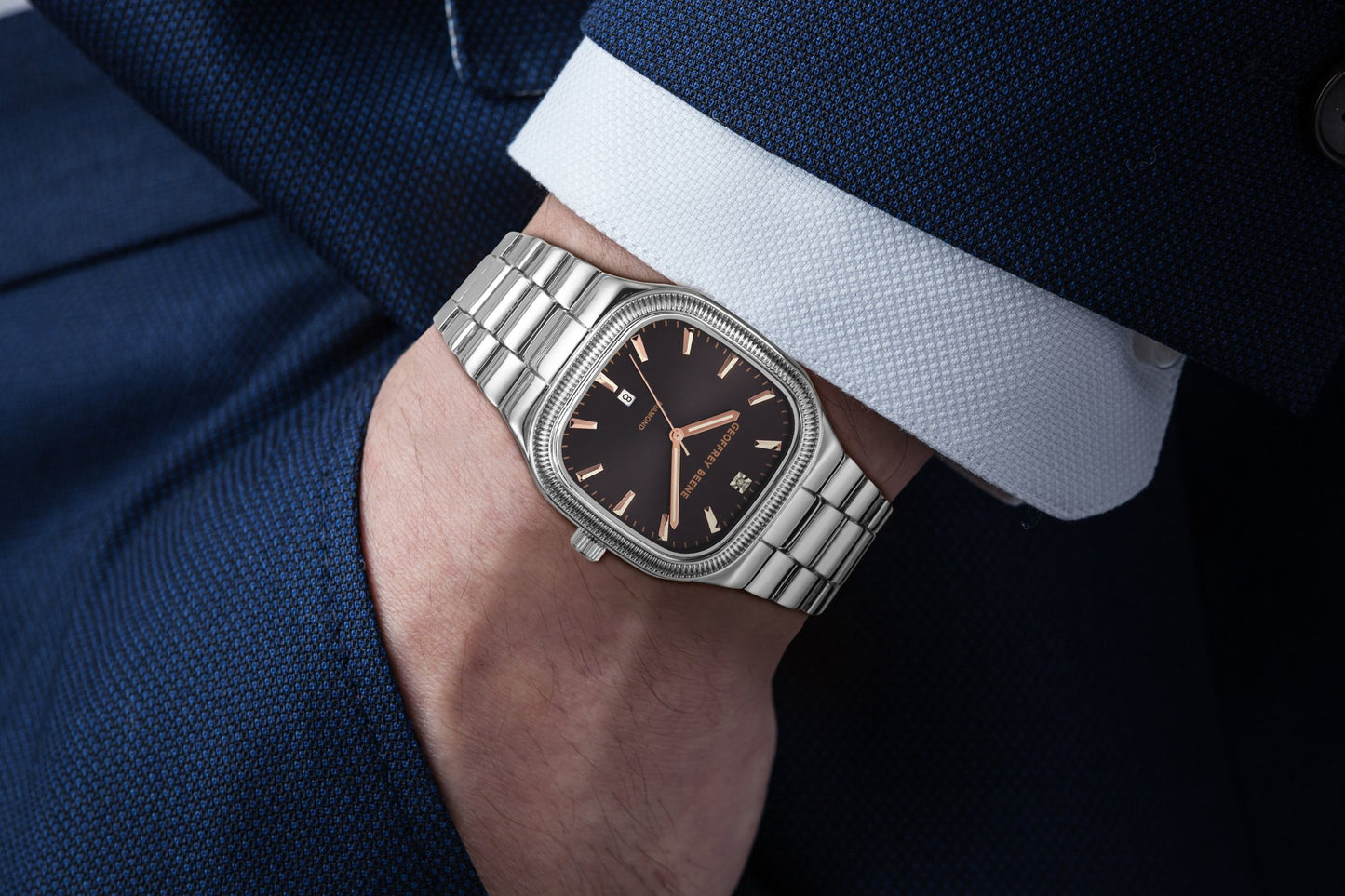 Geoffrey Beene Men's Square Stainless Steel | Square | 39 MM