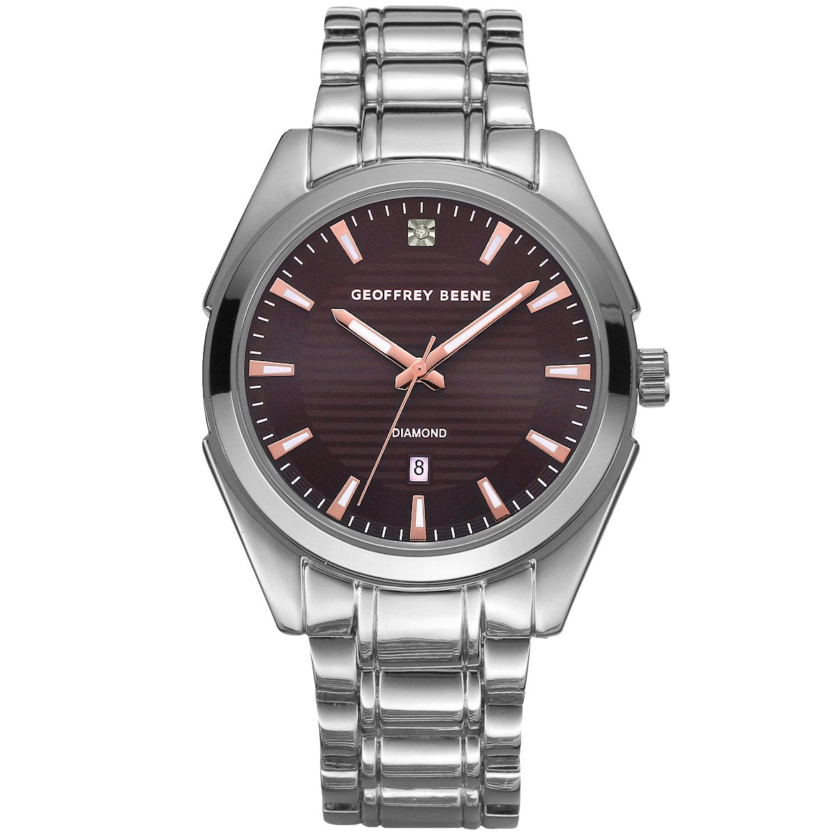 Geoffrey Beene Men's Stainless Steel Dress Watch Classic Quartz, Elegant Design, Water-Resistant