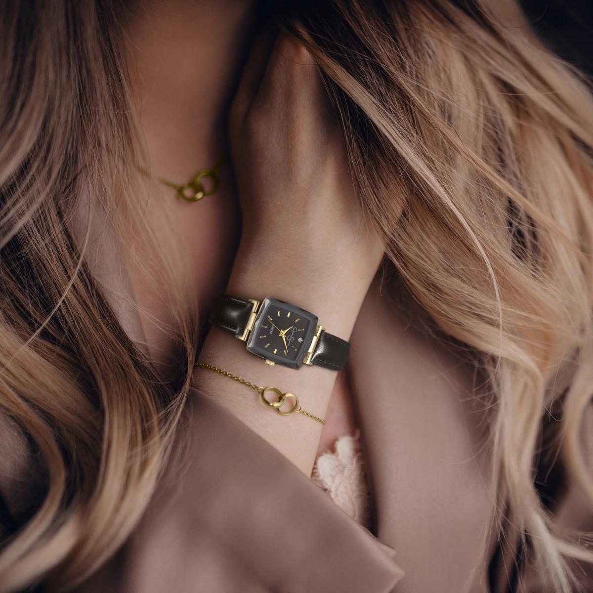 Jessica Simpson Women's Metal Band Watch | Square Crystal Dial | 27 MM