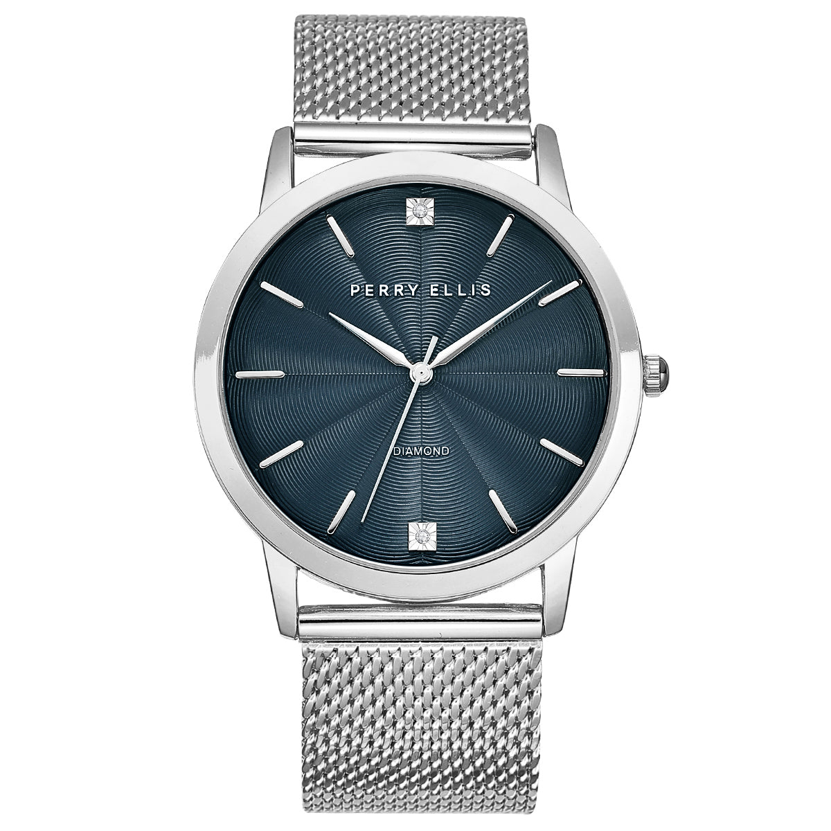Perry Ellis Slim Diamond Mesh Men’s Watch | Round Dial | 41 MM