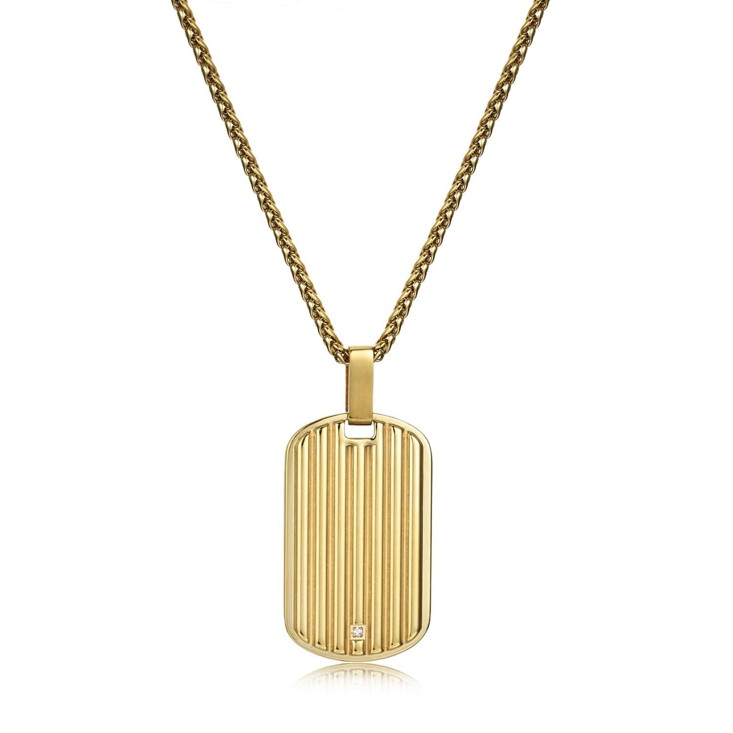 Perry Ellis Men's Lab-Grown Diamond Dog Tag Necklace