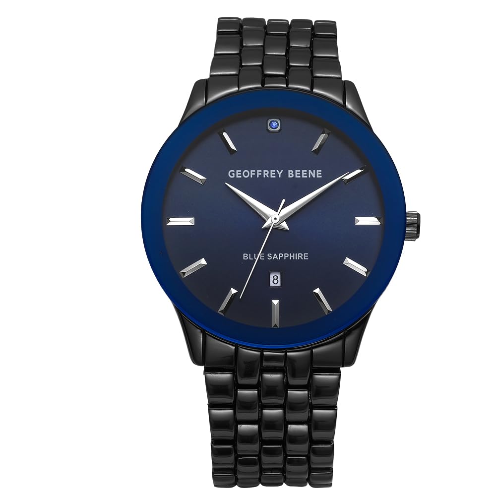 Geoffrey Beene Men's 42mm Date Watch Quartz Metal Link Bracelet