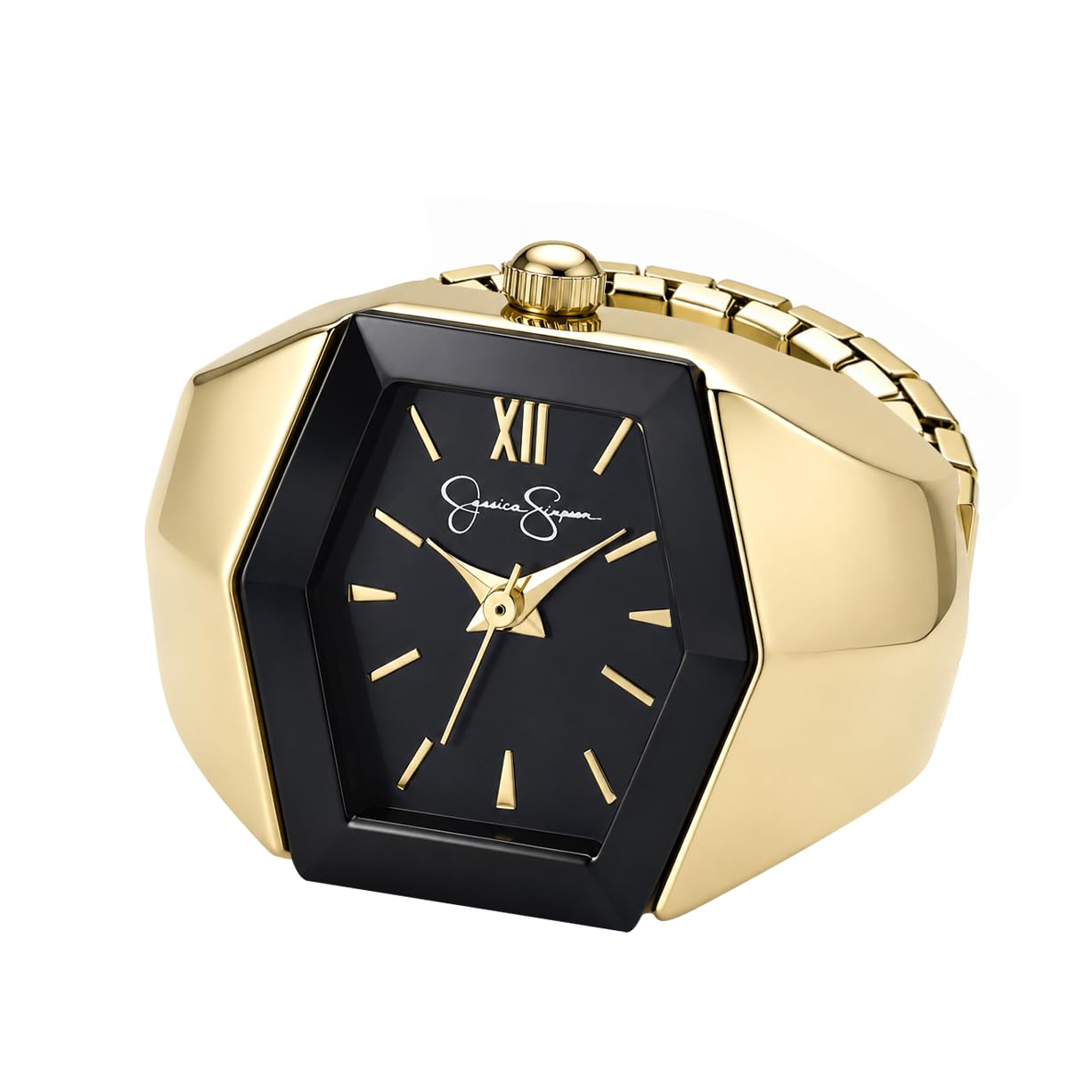 Jessica Simpson Women's Hexagon Quartz Watch Steel Expansion Band