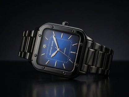 Geoffrey Beene Men’s Cushion Gunmetal Watch 41mm Blue Gradient Sunray Dial Bracelet Diamond Accent