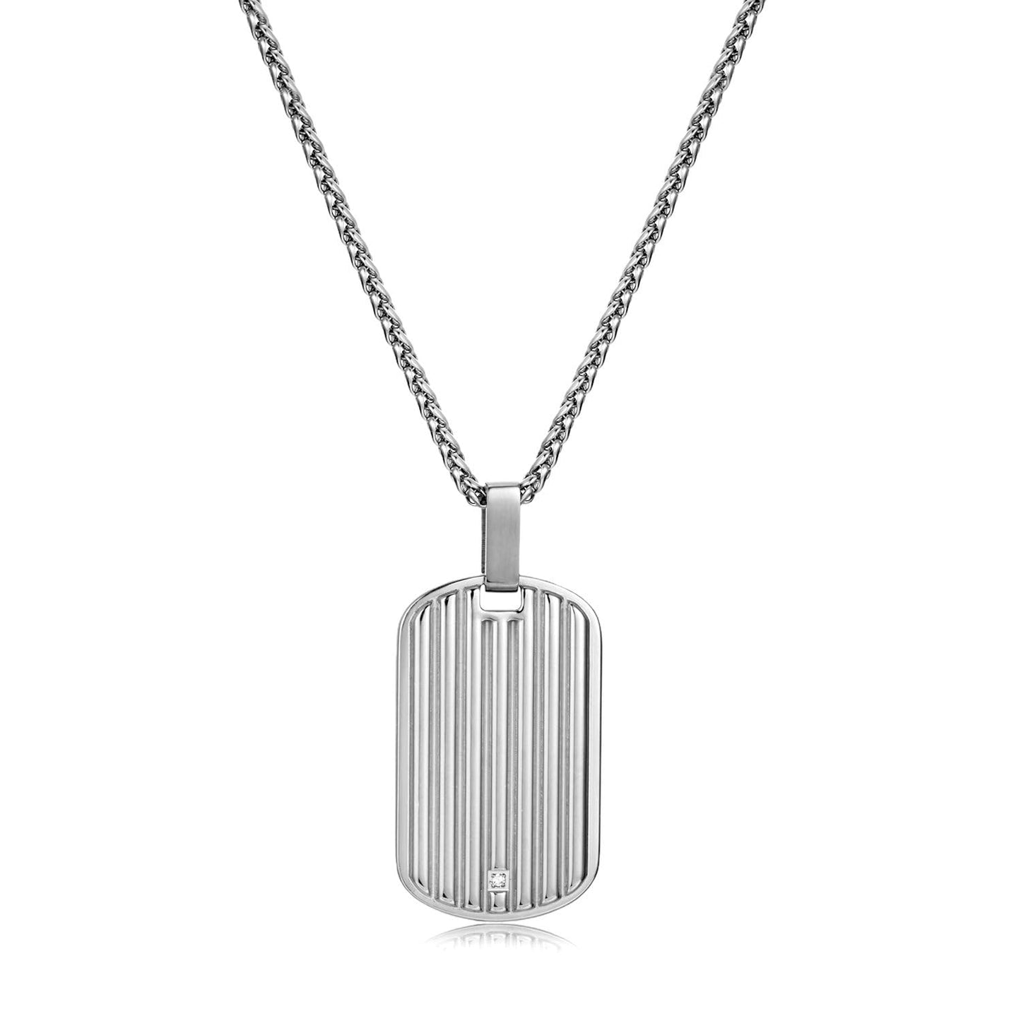 Perry Ellis Men's Lab-Grown Diamond Dog Tag Necklace