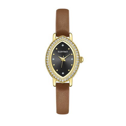 Ellen Tracy Women's 21mm Marquise Case Quartz Watch PU Strap