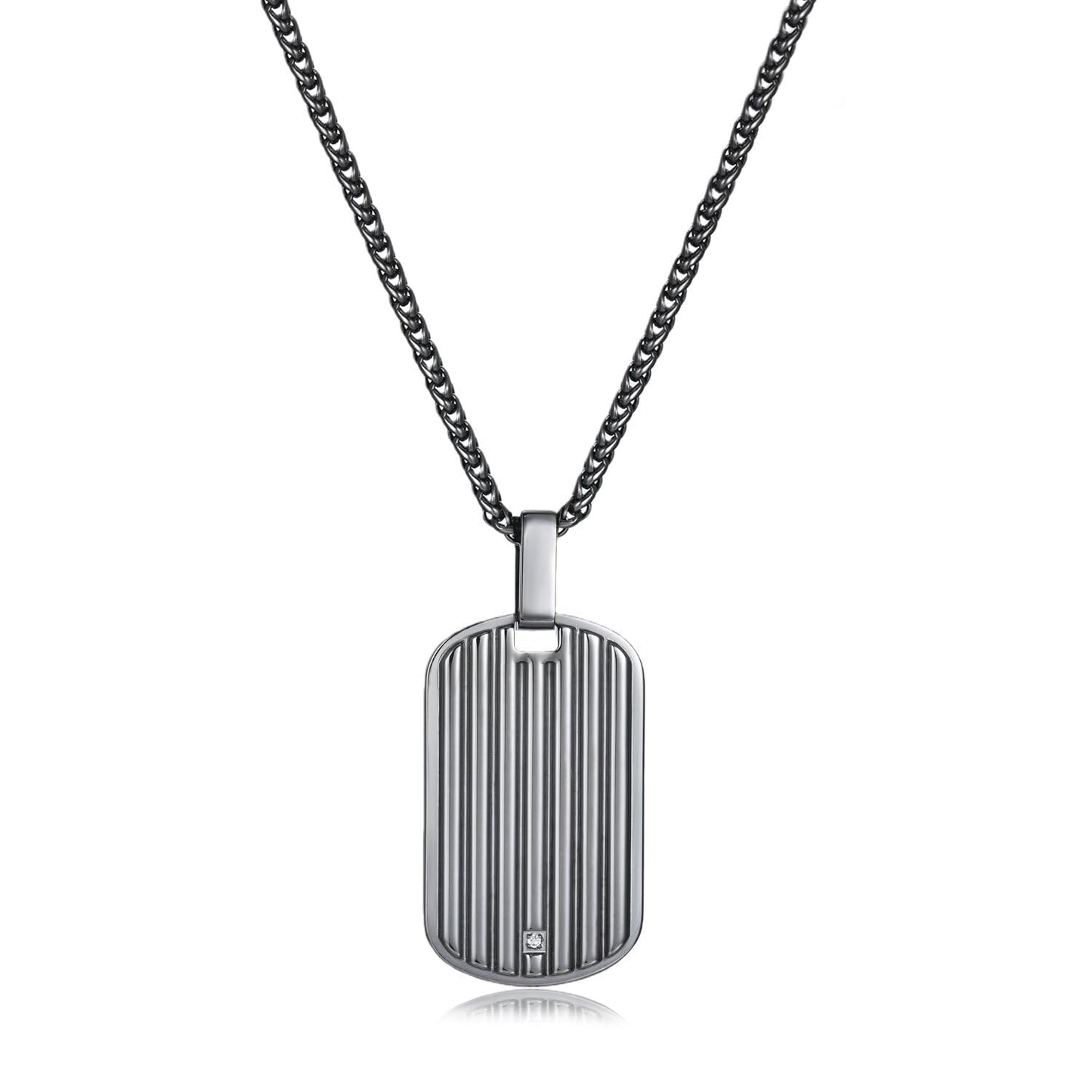 Perry Ellis Men's Lab-Grown Diamond Dog Tag Necklace