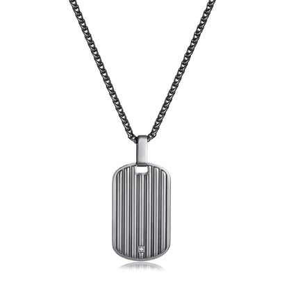 Perry Ellis Men's Lab-Grown Diamond Dog Tag Necklace