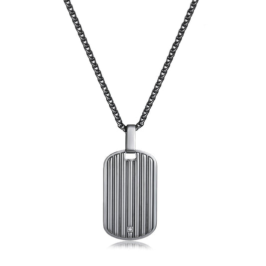 Perry Ellis Men's Lab-Grown Diamond Dog Tag Necklace
