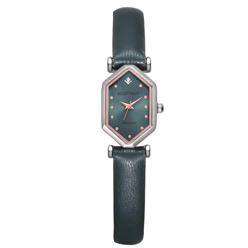 Ellen Tracy Women's 20mm Hexagon Case Quartz Watch PU Strap