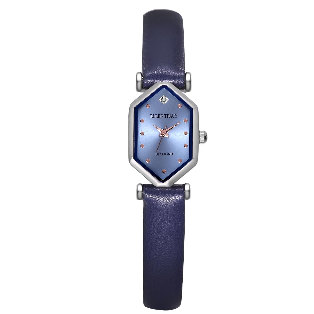 Ellen Tracy Women's 20mm Hexagon Case Quartz Watch PU Strap