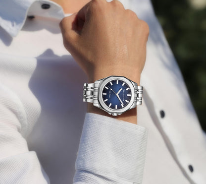 PERRY ELLIS Solar Powered Mens Watch | 42 MM Case Silver