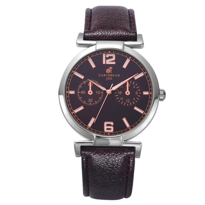 CARIBBEAN JOE Men's 42mm Quartz Watch PU Strap Professional Analog