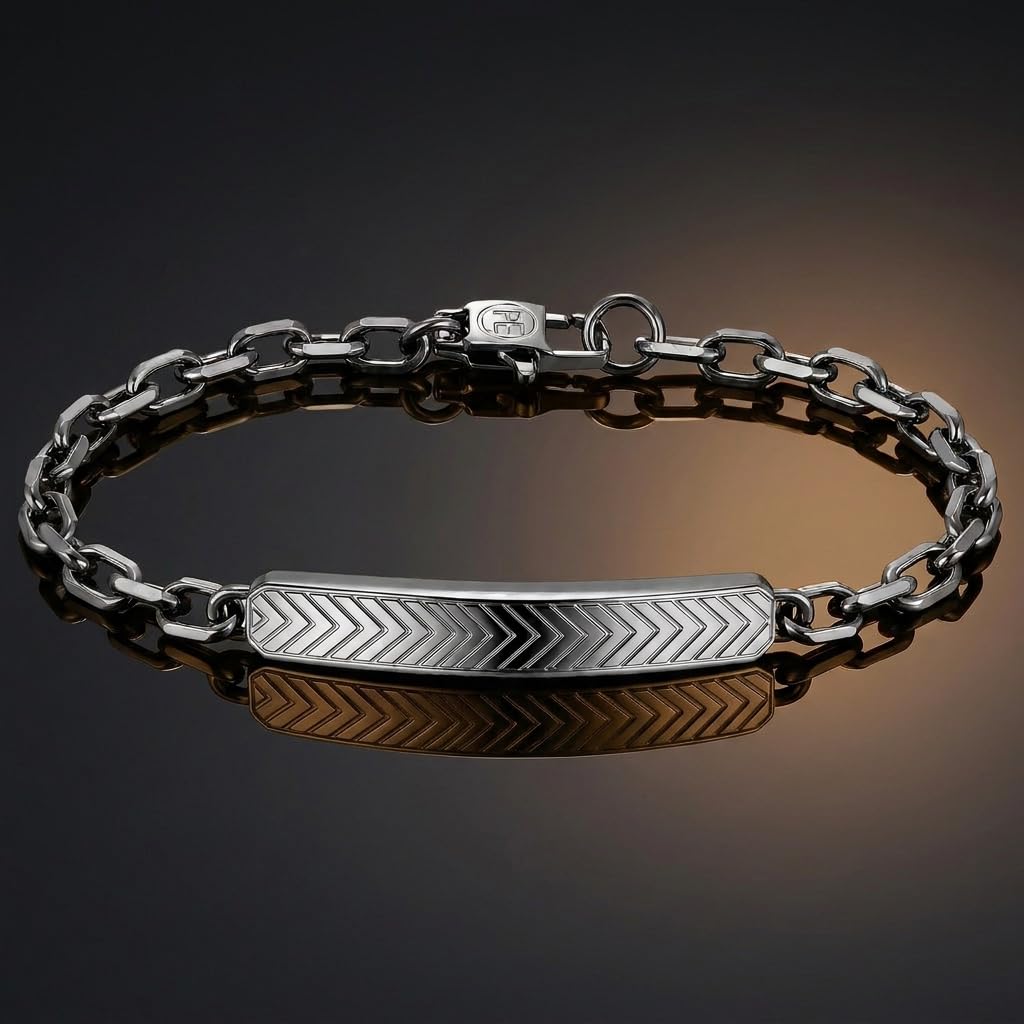 Perry Ellis Men's Chevron-Pattern ID Bracelet