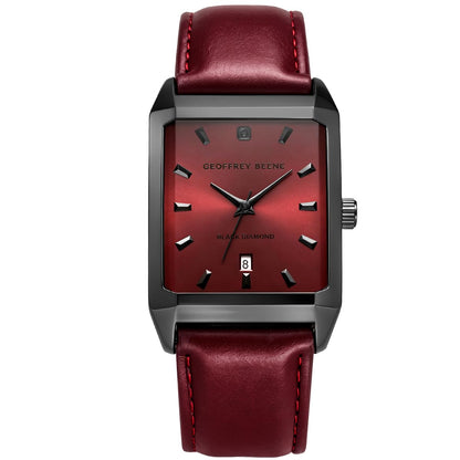 Geoffrey Beene Men's 34mm Slim Rectangular Quartz Watch PU Strap