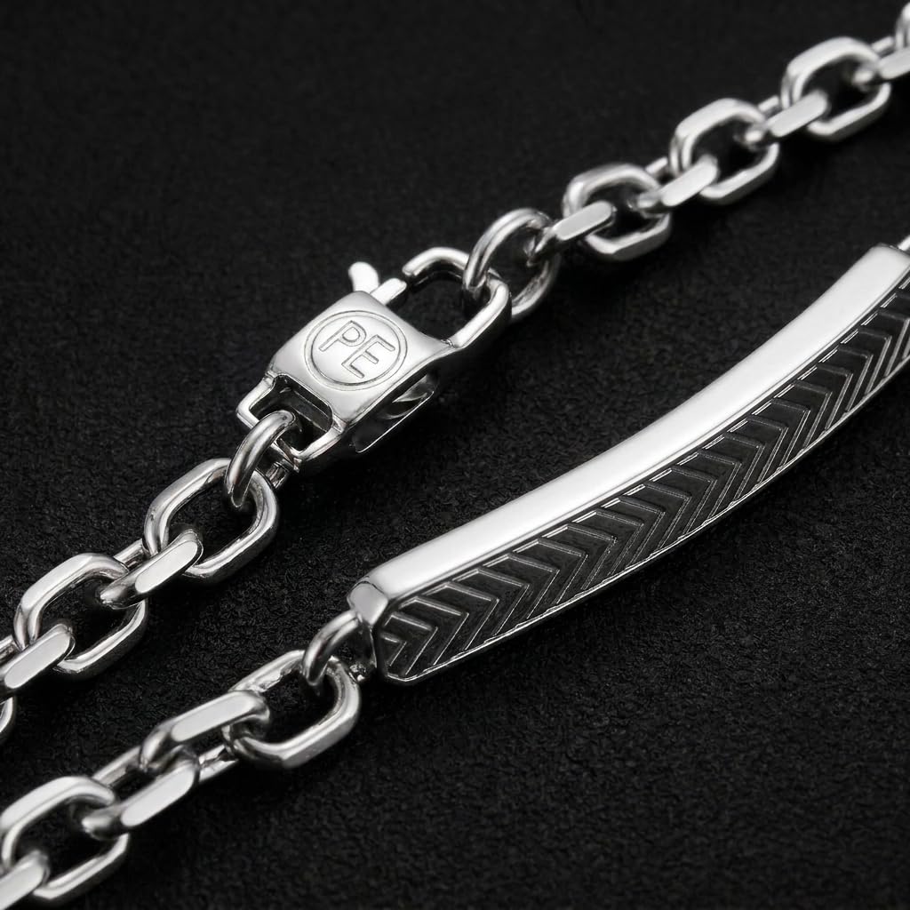 Perry Ellis Men's Chevron-Pattern ID Bracelet
