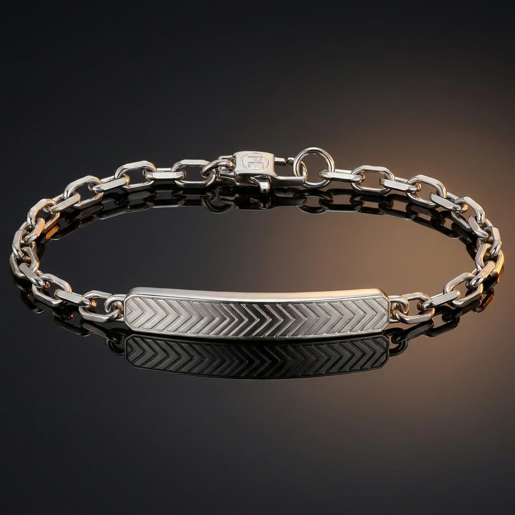 Perry Ellis Men's Chevron-Pattern ID Bracelet