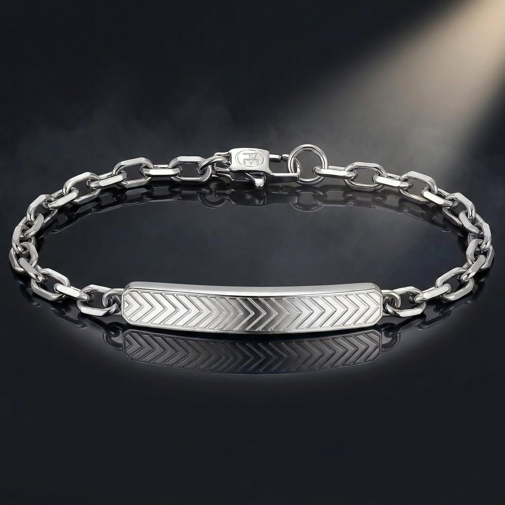 Perry Ellis Men's Chevron-Pattern ID Bracelet
