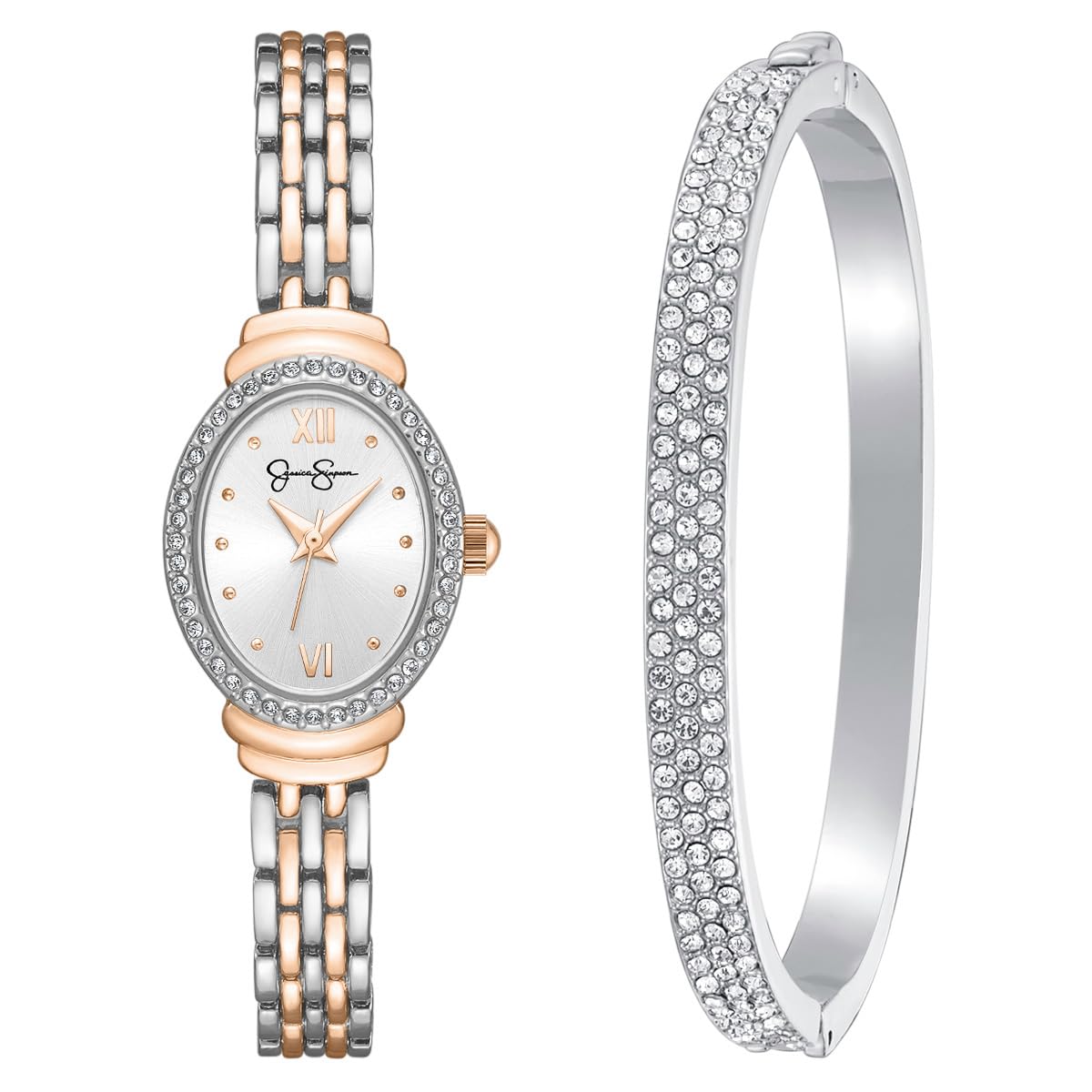 Jessica Simpson Women's 20mm Oval Quartz Bracelet Watch Metal
