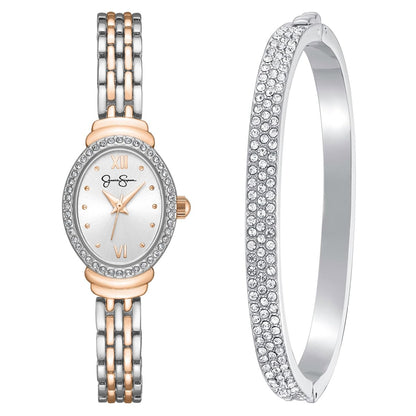 Jessica Simpson Women's 20mm Oval Quartz Bracelet Watch Metal