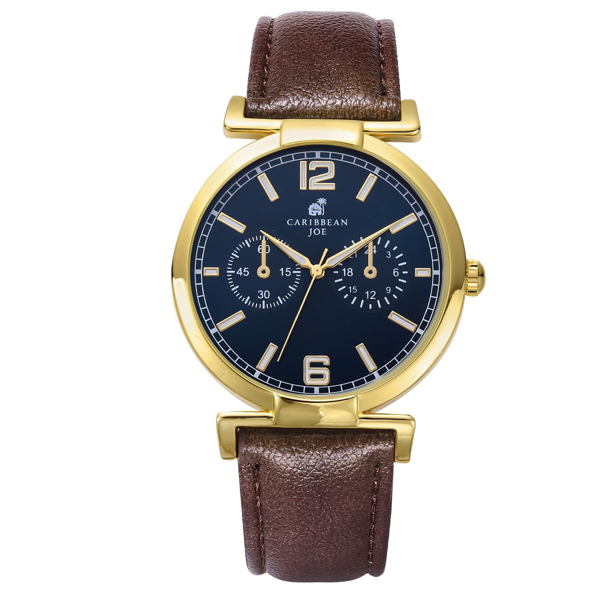 CARIBBEAN JOE Men's 42mm Quartz Watch PU Strap Professional Analog