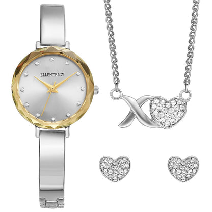 ELLEN TRACY Women's Analog Watch – Metal Bracelet, Round Case, Foldover Clasp, Battery Powered Quartz, A Versatile Everyday Accessory for Style-Conscious Women