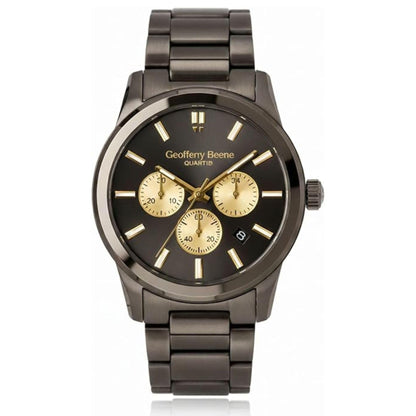 Geoffrey Beene Two Tone Gold Men's Chronograph Stainless Steel Dress Watch Classic Quartz, Elegant Design, Water-Resistant