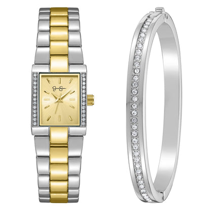 Jessica Simpson Women's 20mm Rectangular Quartz Watch Metal Bracelet