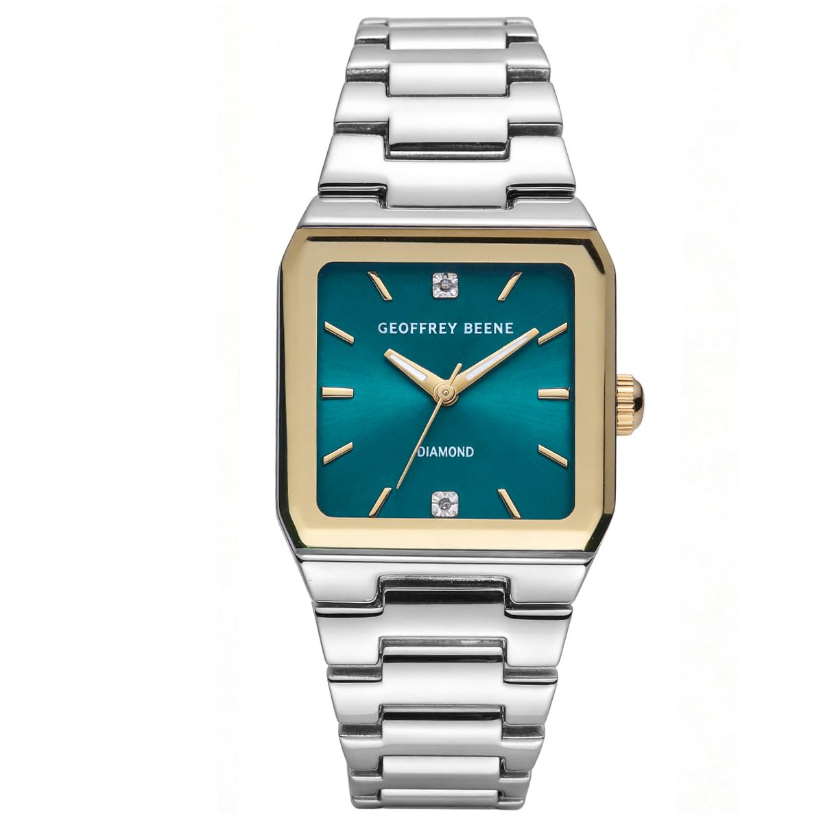 Geoffrey Beene Men's Square Two Tone Watch 33mm Teal Sunray Dial