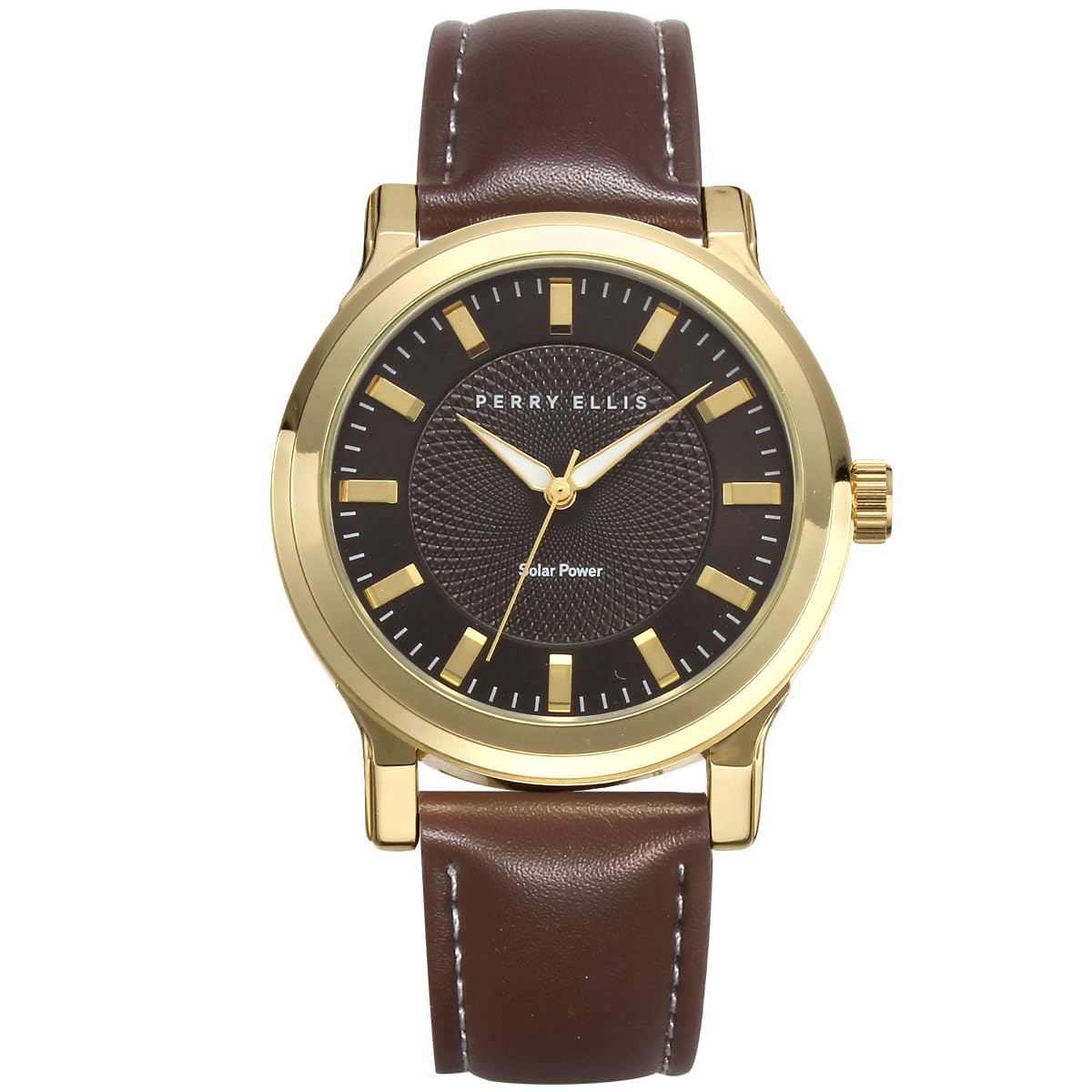 Perry Solar Men’s Watch – Round Blue Dial, Black Leather Strap, Water-Resistant Analog