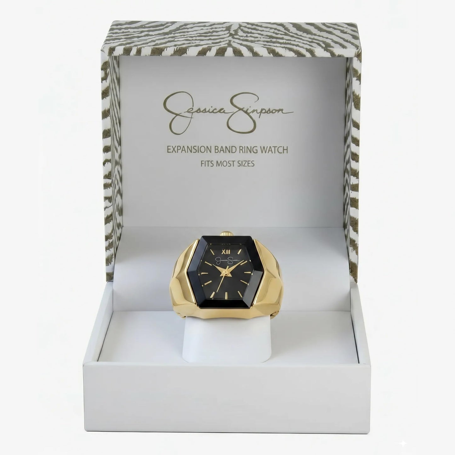 Jessica Simpson Women's Hexagon Quartz Watch Steel Expansion Band