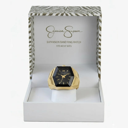 Jessica Simpson Women's Hexagon Quartz Watch Steel Expansion Band