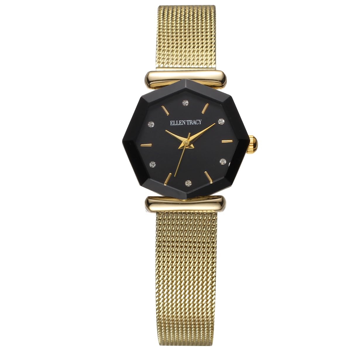 Ellen Tracy Women's 25mm Octagon Quartz Watch Metal Mesh Bracelet