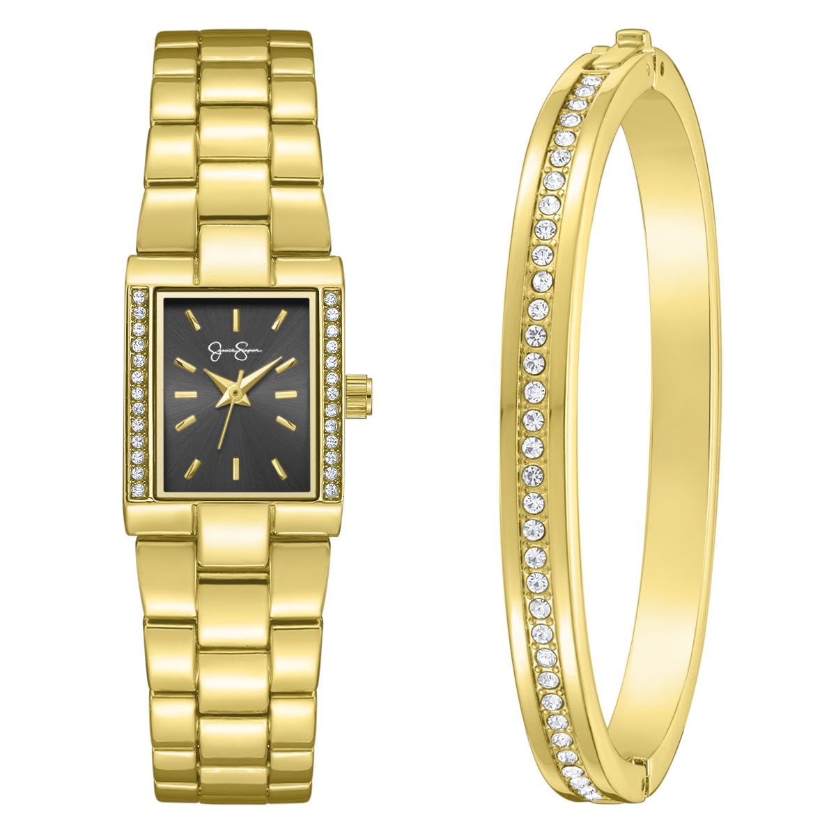 Jessica Simpson Women's 20mm Rectangular Quartz Watch Metal Bracelet