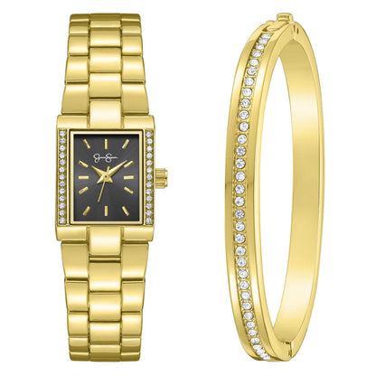 Jessica Simpson Women's 20mm Rectangular Quartz Watch Metal Bracelet