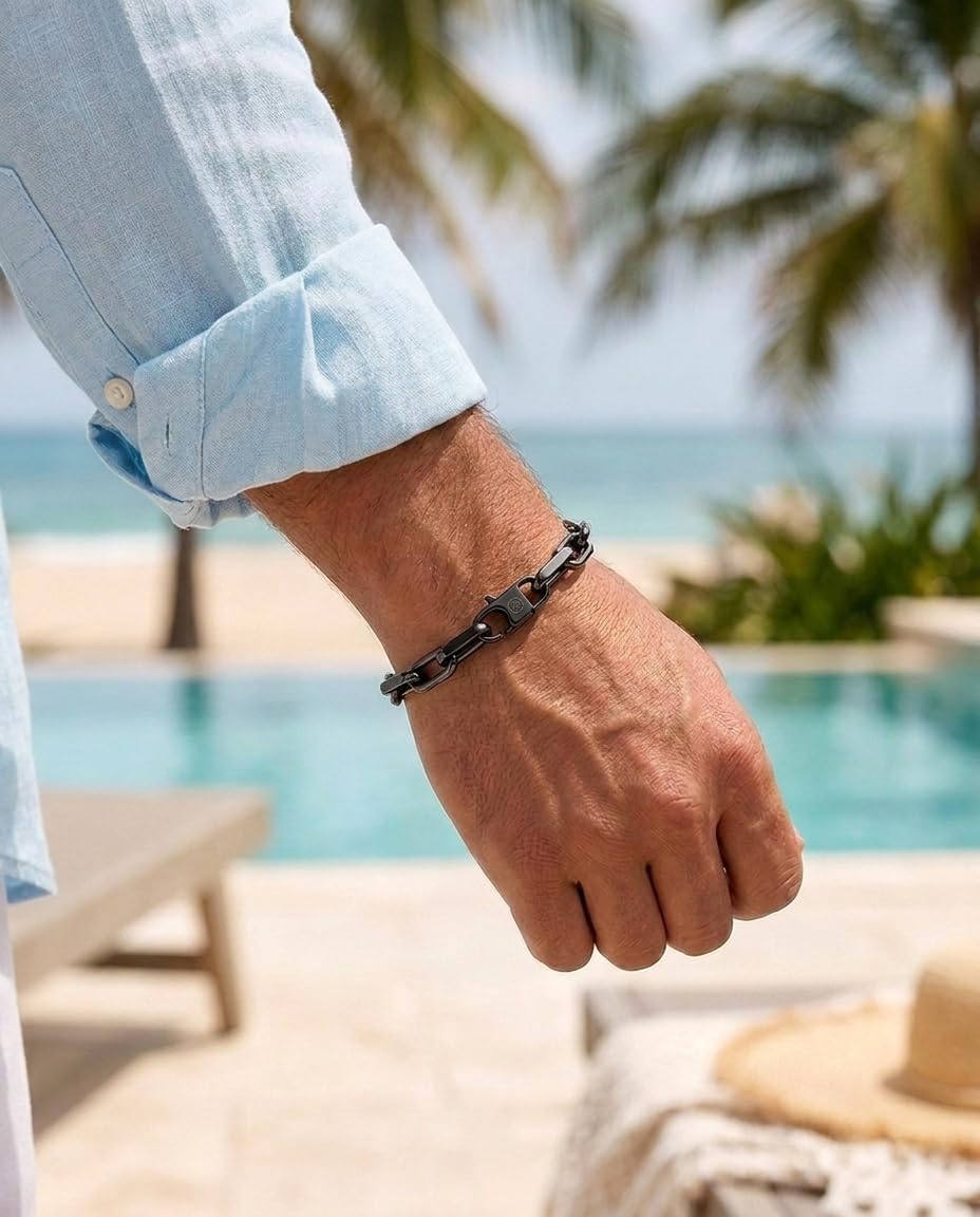 Perry Ellis Men's Paper Clip Chain Bracelet