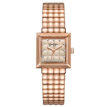 Jessica Simpson Women’s Square Rose Gold Watch 24mm Rose Dial Crystal Accents