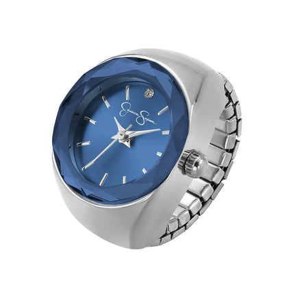 Jessica Simpson Women's Gold Adjustable Ring Watch –Faceted Bezel, Quartz Analog Mini Dial with Crystal, Stretch Band Fashion Jewelry Accessory