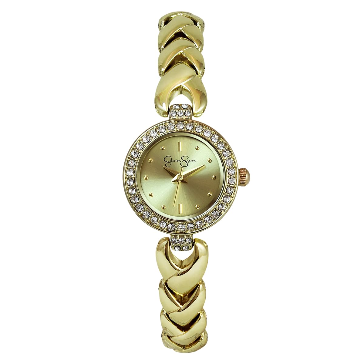 Jessica Simpson Women’s Round Gold Watch 24mm Champagne Dial Crystal Bezel