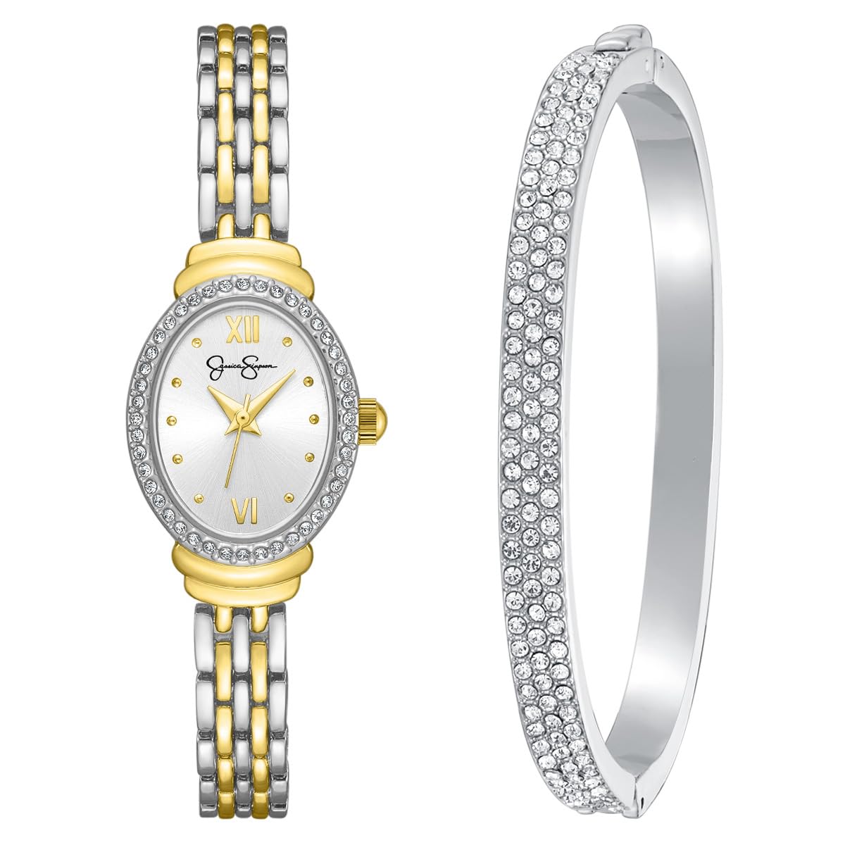 Jessica Simpson Women's 20mm Oval Quartz Bracelet Watch Metal