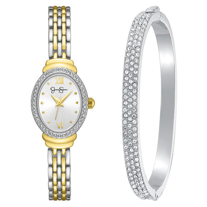 Jessica Simpson Women's 20mm Oval Quartz Bracelet Watch Metal