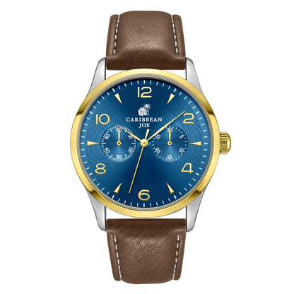 CARIBBEAN JOE Men's 41mm Quartz Watch PU Strap Everyday Analog