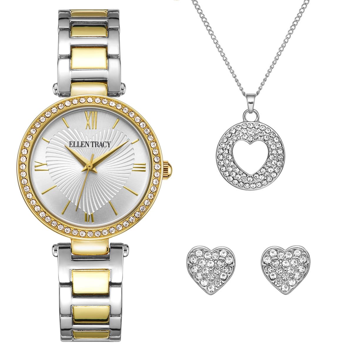 ELLEN TRACY Women's Analog Watch – Polished Round Case, Metal Bracelet, Foldover Clasp, Battery Powered Quartz, Designed for Women Who Dress with Intention