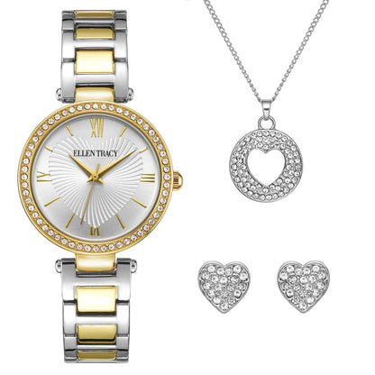 ELLEN TRACY Women's Analog Watch – Polished Round Case, Metal Bracelet, Foldover Clasp, Battery Powered Quartz, Designed for Women Who Dress with Intention