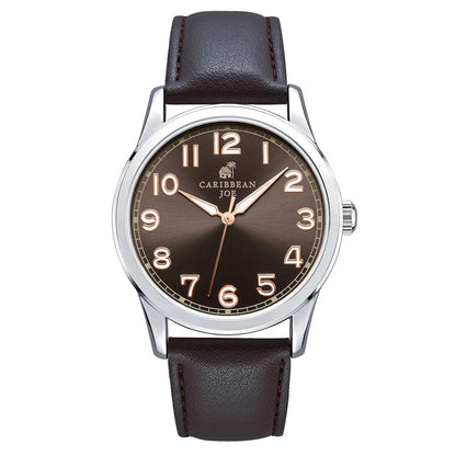 CARIBBEAN JOE Men's 41mm Quartz Analog Watch PU Strap Office