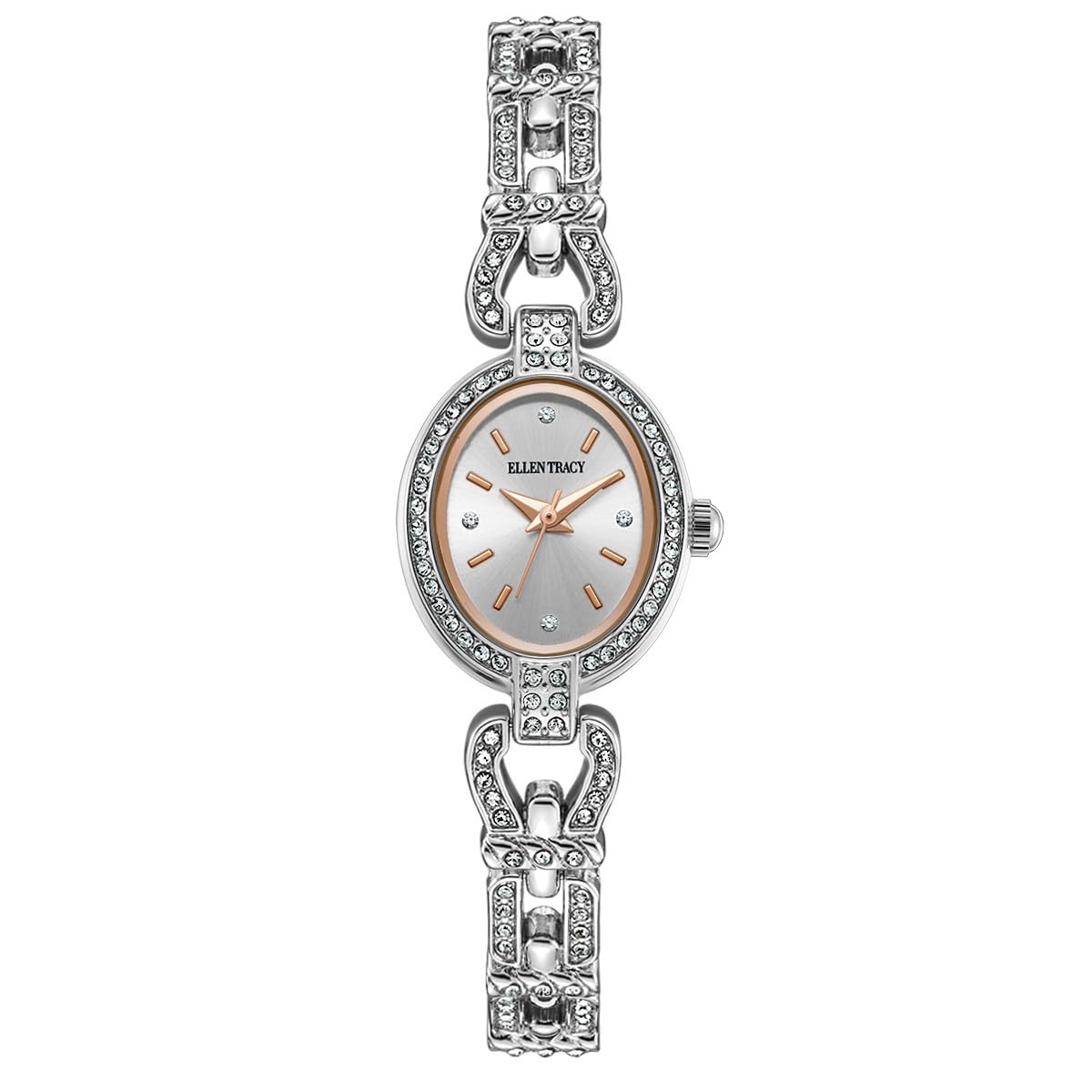 Ellen Tracy Women's 21mm Oval Case Quartz Bracelet Watch Metal