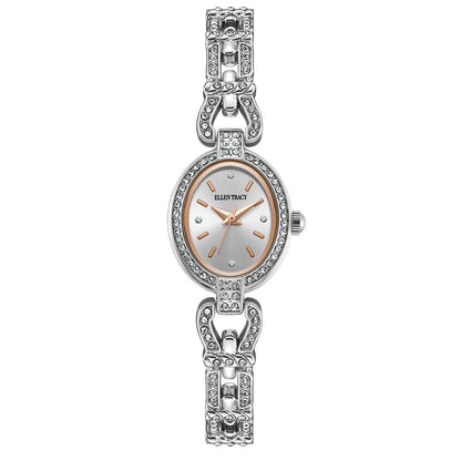 Ellen Tracy Women's 21mm Oval Case Quartz Bracelet Watch Metal